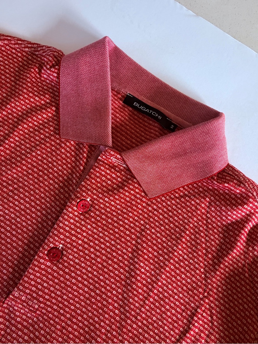 Bugatchi Men’s Red Micro Pattern Polo